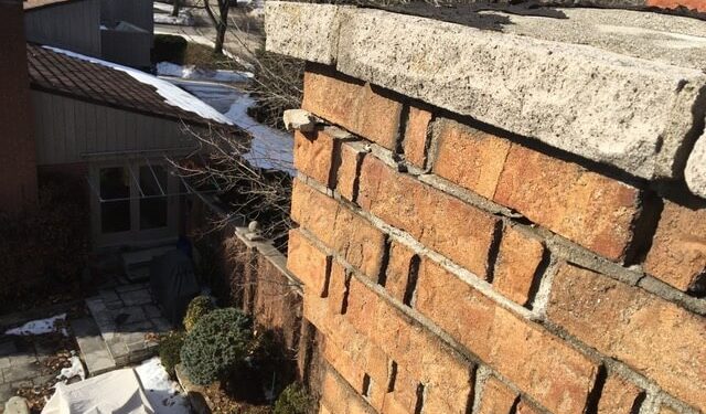 Repaired chimney and roof view