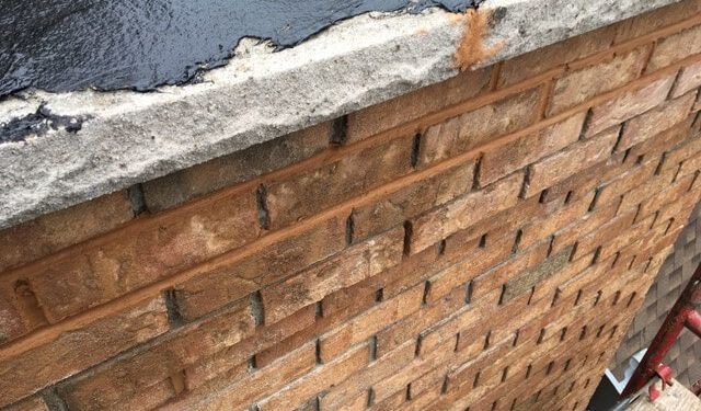 Bricks and sealed chimney