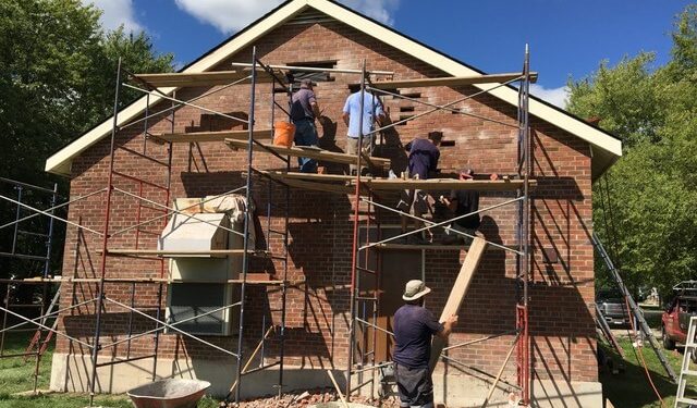 Brick wall under repair