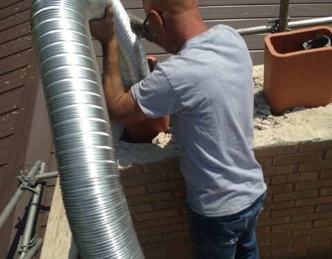 Vacuum removing chimney debris