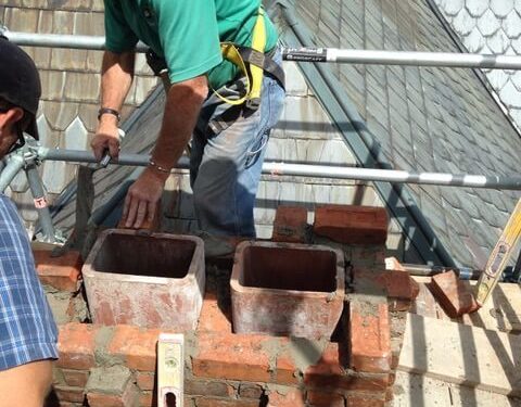 Chimney repair underway