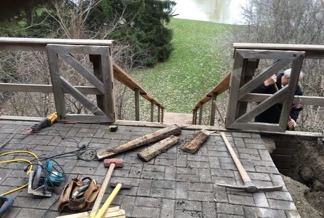 Brick porch under construction